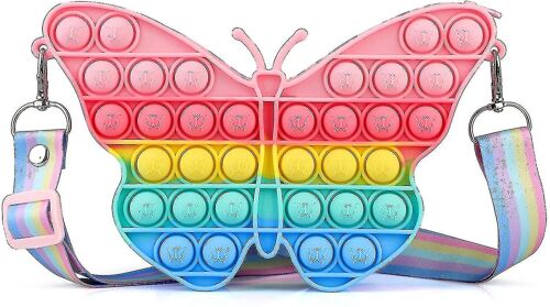 Pop Purse pour les filles, Butterfly Pop sur son sac à bandoulière Fidget Purse Toys Push It Bubble Crossbody Bag Soulager le stress Cadeaux pour les enfants