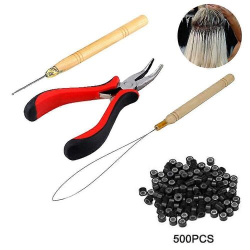 500pcs Micro Ring Loop Needle Pliers Outil Extensions De Cheveux Accessoires 