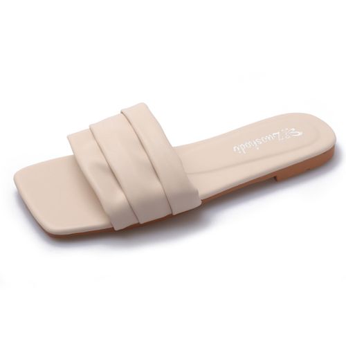 Sandales Plates Enfiler Pour Femmes, Chaussures Bout Carré Avec Chaîne, Tongs De Plage Décontractées, Grande