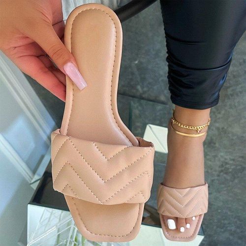 Sandales Talons Plats Pour Femmes, Chaussures D'extérieur La Mode, Tongs De Plage Plates, Pantoufles Décontractées Pour Femmes