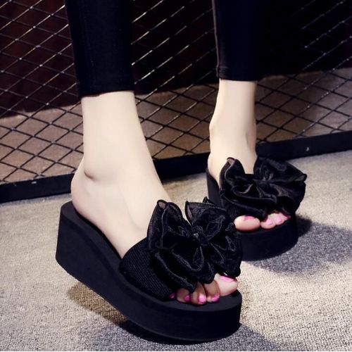 Sandales D'été N¿ud Pour Femmes, Chaussures De Plage D'intérieur Et D'extérieur, Tongs Sur La Plateforme, C5