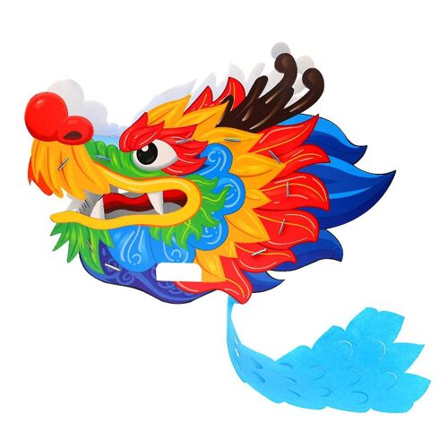 1 Ensemble Fait Main Papier Tête De Dragon Kit De Matériaux 2024 Année Du Dragon Printemps Festival Dragon Danse Jouet Enfants Bricolage Artisanat Matériel Sac Cadeau De Vacances