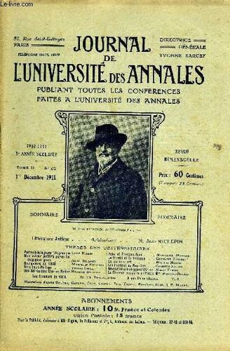 Journal De L'universite Des Annales 5e Annee Scolaire N°25 - M. Jean Richepinlittérature Antique¿Aristophanetheses Des Uhiversit/Uresportrait De La Jeune Fille Grecque Lucie Robert Mon ...