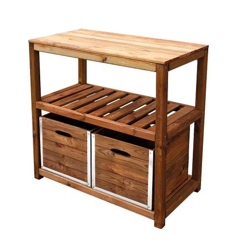 Table De Pr?Paration Jardipolys Tero En Pin Teint? Brun Cl3 91x45x90cm Avec Visserie