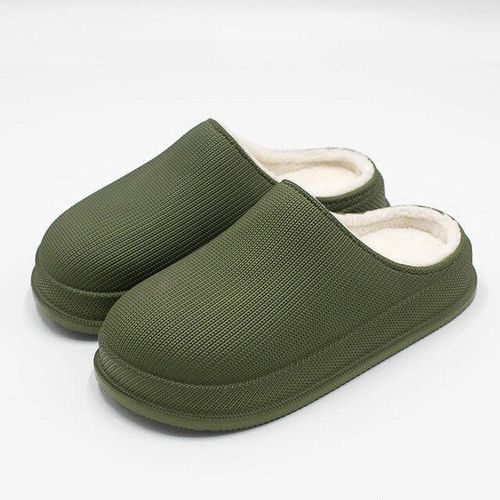 Pantoufles Souples Imperméables Pour Femme, Sabots Chauds D'hiver, En Daim, Peluche, Pantoufles De Maison, Chaussures De Jardin En Coton Mémoire De Forme,