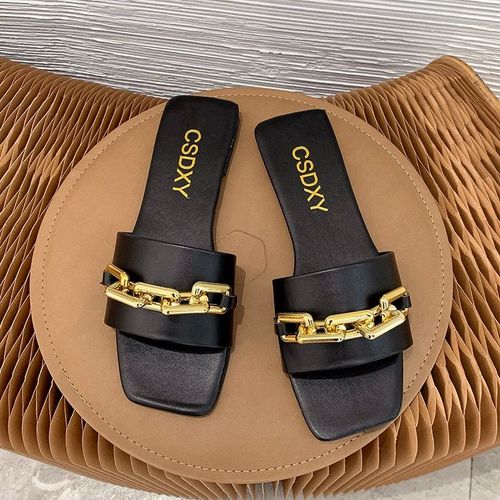 Pantoufles Tissées En Cuir Souple Pour Femme Chaussures De Style Décontracté, Sandales De Plage D'extérieur, Tongues Talons Plats,