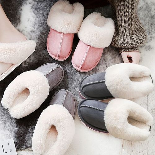 Pantoufles Plates En Peluche Pour Femmes, Légères, Douces, Chaussures D'hiver En Coton, Pantoufles D'intérieur