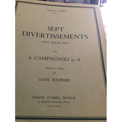 Campagnoli  Sept Divertissements Pour Violon Seul Opus 18 (Divertimenti)