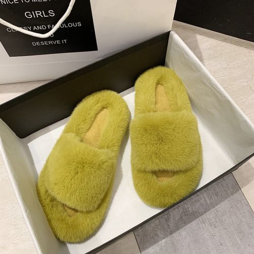 Pantoufles En Peluche Pour Femmes, Grande Taille, Nouveau Style, Vêtements D'extérieur, Fond Plat, Chaussures En Peluche Pour Femmes, Pantoufles En Fourrure Chaude
