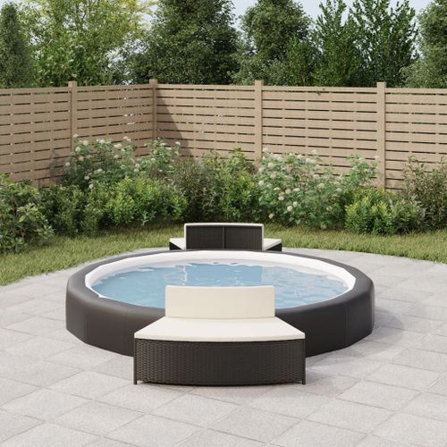vidaXL Bancs de spa avec coussins lot de 2 noir résine tressée