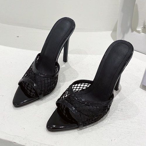 Pantoufles En Maille Talons Hauts Et Tête Pointue Pour Femmes, Mules De Fête Enfiler La Mode,té,