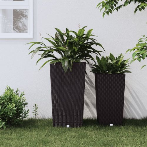 Vidaxl Jardinière Et Intérieur Amovible Marron 21 /49 L Rotin Pp