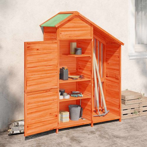 Vidaxl Abri À Outils De Jardin Marron 120x53,5x170 Cm Bois Massif Pin