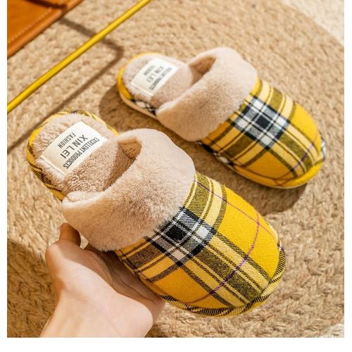 Pantoufles En Fourrure Pour Femme Et Homme, Chaussures Chaudes D'hiver, En Daim, Peluche, Intérieur Et Extérieur, En Coton, Mousse Mémoire De Forme