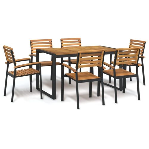 Vidaxl Ensemble À Manger De Jardin 7 Pcs Bois D'acacia Solide Et Métal