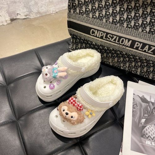 Pantoufles En Fourrure Pour Femmes, Chaussures Chaudes, Enfiler, Mignonnes, En Peluche, Sabots En Coton, Chaussures D'extérieur, Automne Hiver