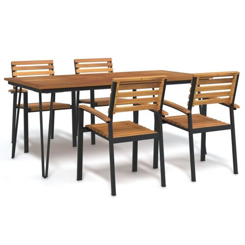 Vidaxl Ensemble À Manger De Jardin 5 Pcs Bois D'acacia Massif Et Métal