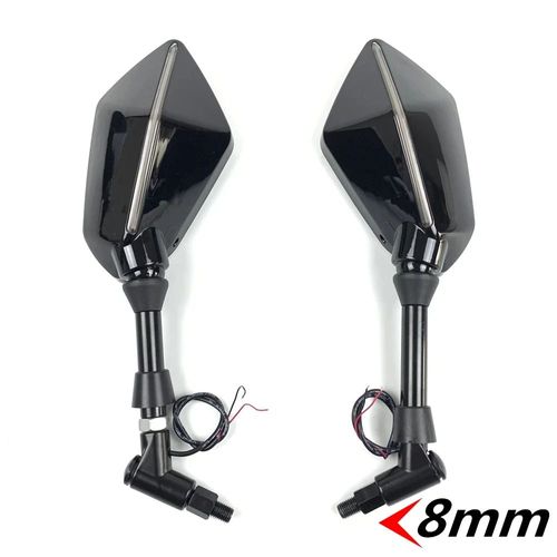 Rétroviseur Universel Avec Lumière Led Pour Moto,Rétroviseurs Latéraux,Boîtier,Bmw Runder Gs Runder Rt,10mm - Type Black-8mm
