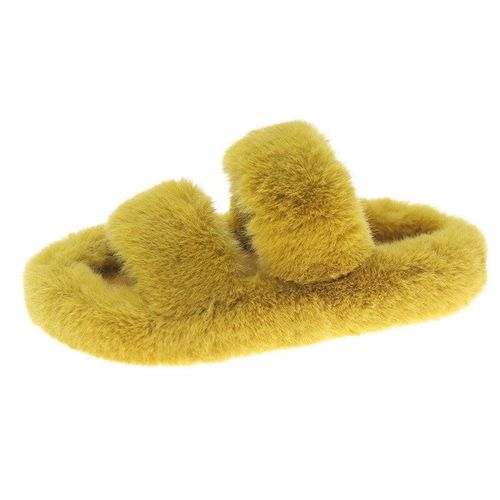 Pantoufles En Fourrure Douce Et Moelleuse Pour Femmes, Chaussures De Maison Antidérapantes Talon Plat,paisses, Couleur Bonbon, Design De Luxe Pour Dames