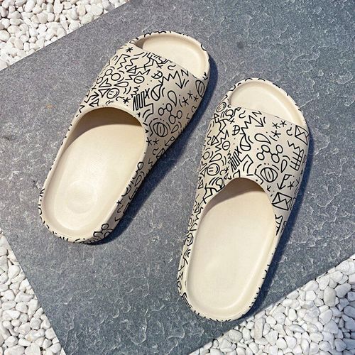 Pantoufles D'intérieur Pour Femmes, Chaussures De Luxe , Glissades De Maison, Graffiti De Plage, Chaussures De Dessin Animé, Glissades D'os