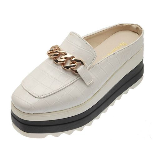 Pantoufles En Caoutchouc Pour Femmes, Tongs Confortables, Chaussures Plateforme En Caoutchouc, Mocassins Plats Bout Rond Décontractés Pour Femmes, Automne