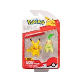 Coffret 2 Pokemon Pikachu Et Germignon - Figurine De Combat - Pokemon Jaune Et Vert - Jouet Garcon