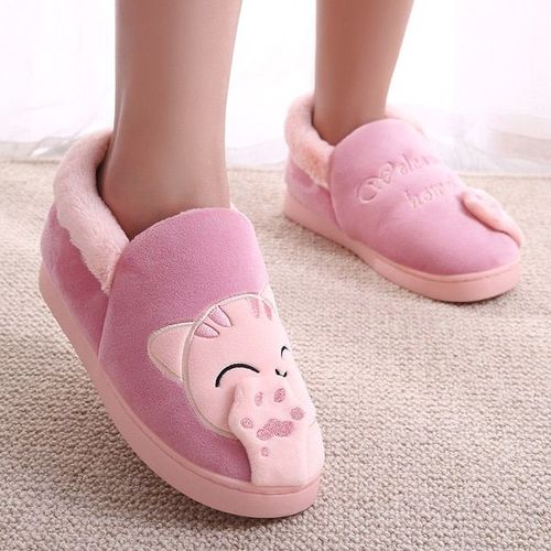 Pantoufles D'intérieur Antidérapantes Pour Hommes Et Femmes, Chaussures De Maison Avec Chat De Dessin Animé, Douces Pour L'hiver, Chaudes, Pour Chambre Coucher, Grande