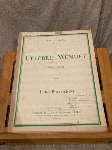 Boccherini Celebre Menuet Partition Piano L.E. Gratia Philippo