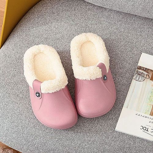 Pantoufles Imperméables Pour Hommes Et Femmes, Chaussures D'hiver En Peluche, Plates Et Chaudes, Pour La Maison Et Douces, Sabots,