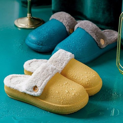 Pantoufles D'hiver En Peluche Imperméables Pour Hommes Et Femmes, Pantoufles En Fourrure Chaude Eva, Sabots Amoureux De La Maison, Chaussures De Sol D'intérieur Pour Femmes