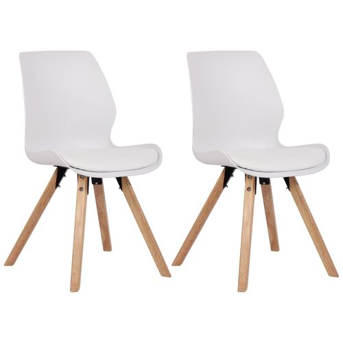 Lot De 2 Chaises De Salle À Manger En Plastique Blanc Style Scandinave Pieds Bois Cds101141