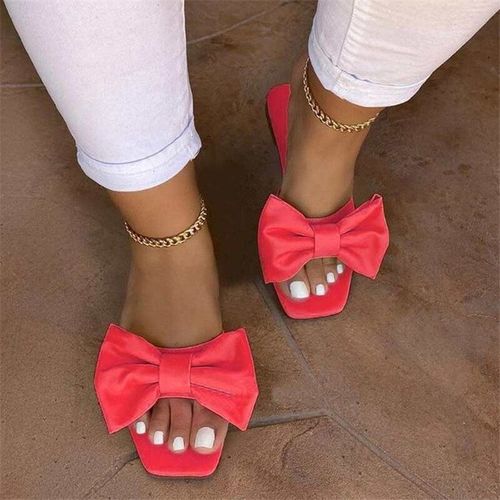 Pantoufles Talons Compensés Pour Femmes, Bout Ouvert, Avec N¿ud Papillon, La Mode, Collection