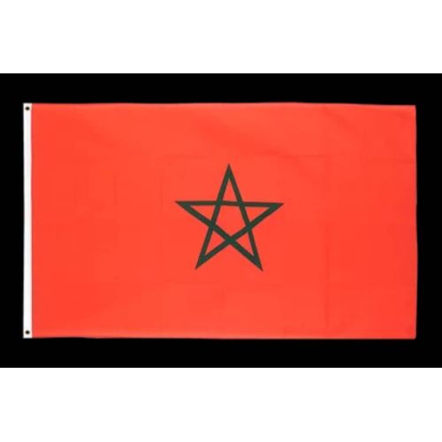 Drapeau De L'état Marocain En Polyester 100% 90x150cm 90 X 150 Cm Maroc Avec Attache Pour Fixer Résistant Aux Intempéries & À Une Vitesse Moyenne Du Vent Vert Sur Rouge