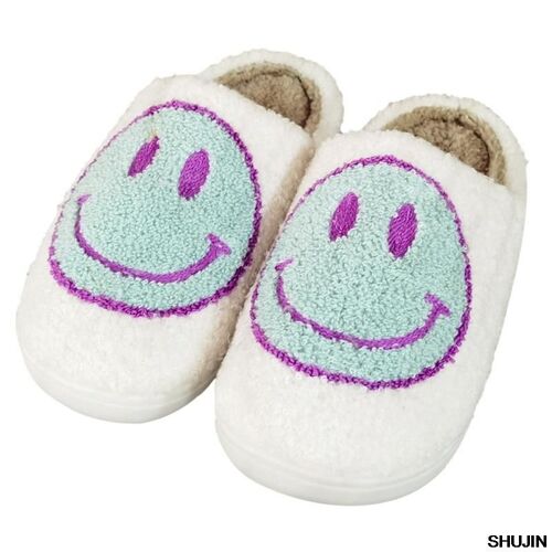 Pantoufles De Visage Smiley Pour Femmes Et Hommes, Pantoufles De Maison, Pantoufles De Visage Heureux, Pantoufles En Peluche Douce Et Confortable, Chaudes Et Moelleuses