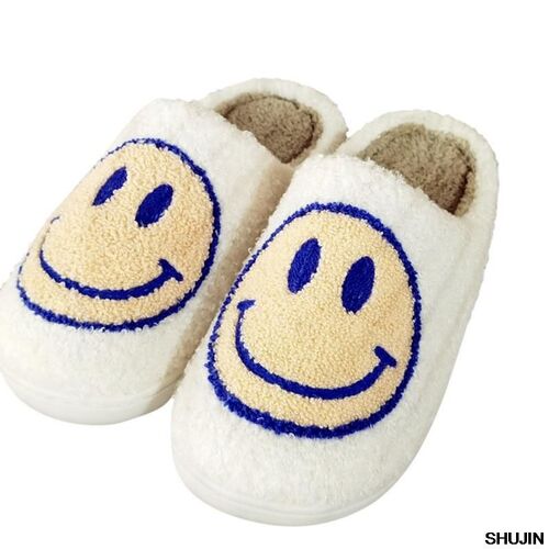 Pantoufles De Visage Smiley Pour Femmes Et Hommes, Pantoufles De Maison, Pantoufles De Visage Heureux, Pantoufles En Peluche Douce Et Confortable, Chaudes Et Moelleuses
