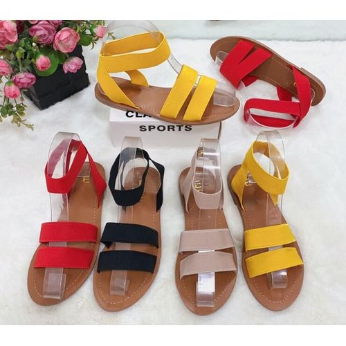 Pantoufles Décontractées Assorties Avec Tout, Sandales De Plage D'extérieur Pour Femmes, En Tissu Extensible, Double Couche, Couleur Bonbon Printemps/été, Offre Spéciale