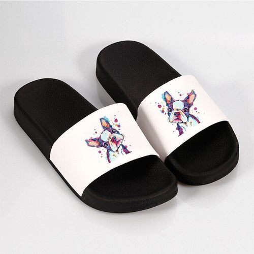 Pantoufles De Plage Talons Plats Pour Femmes, Chaussures La Mode Avec Chien De Dessin Animé, Tongs De Maison, Sandalias Mujer