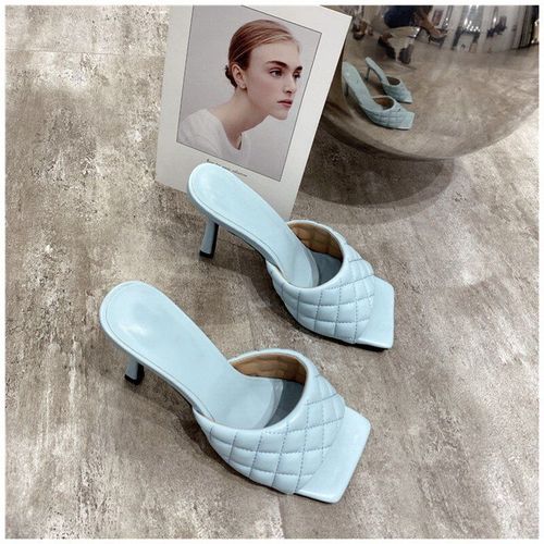 Pantoufles De Plage Pour Femmes, Design De Marque,légantes, Bout Carré, Talons Hauts Fins De 9cm,té, Extérieur, Diapositives,