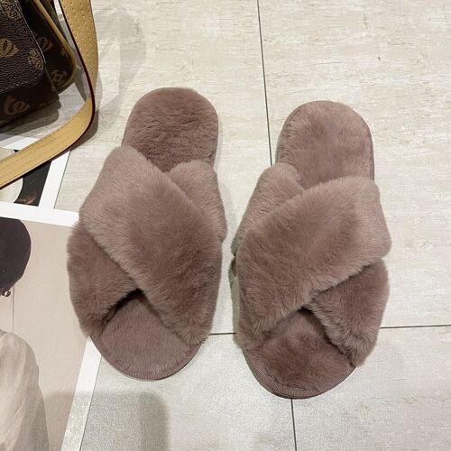 Pantoufles De Maison Pour Femmes,, Pantoufles D'hiver Décontractées, Duveteuses, Tongs Pour Dames, Pantoufles De Maison En Peluche Douce Pour Femmes