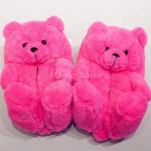 Pantoufles De Maison En Peluche Ours En Peluche Pour Femmes, Marron, Intérieur Doux Antidérapant, Fausse Fourrure, Pantoufles De Maison Mignonnes, Chaussures Chaudes D'hiver Pour Femmes
