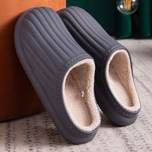 Pantoufles D'hiver En Peluche Imperméables Pour Hommes, Nouveau Style, Pantoufles En Fourrure Chaude Eva, Sabots Amoureux, Chaussures De Sol D'intérieur
