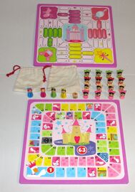 Jeu Des Petits Chevaux Princesse + Jeu De L'oie Princesse - Lot 2 Jeux De Societe En Bois Sidj