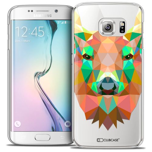 Caseink - Coque Housse Etui Galaxy S6 Edge [Crystal Hd Polygon Series Animal - Rigide - Ultra Fin - Imprimé En France] - Cerf