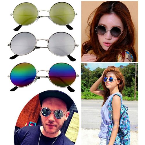 Lunettes De Soleil Ronde Miroir Chrome Style Lennon Steampunk Punk Gothique Rétro Vintage Anime Manga Cosplay Accessoires Déguisement Aviateur Pilote 