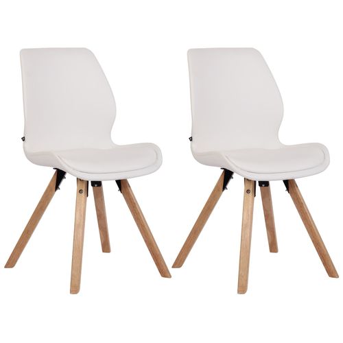 Lot De 2 Chaises De Salle À Manger En Synthétique Blanc Style Scandinave Pieds Bois Cds101136