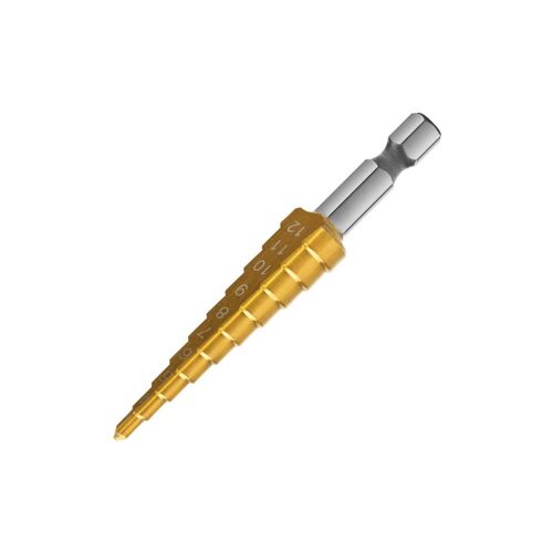 3-12mm Spiral Grooved Step Drill Guitare Tail Peg Pickup Drill Bit 1/4 Pouces Hex Step Core Drill Bit