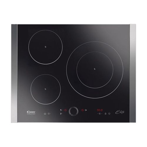 Candy CI 3640 ELITE - Table de cuisson à induction - 3 plaques de cuisson - Niche - largeur : 56 cm - profondeur : 49 cm - noir - avec garnitures latérale en acier inoxydable