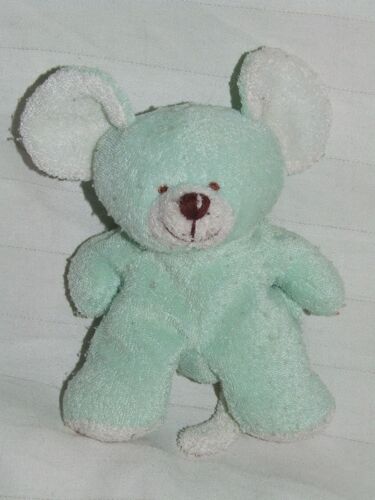 Petite Souris Verte Blanche Doudou Peluche 15 Cm