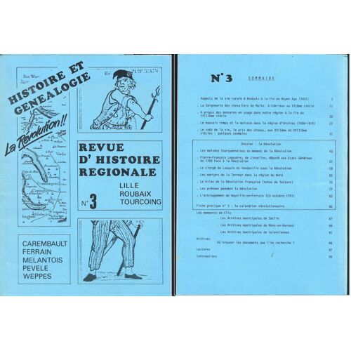 Revue D Histoire Regionale . Lille Roubaix Tourcoing N° 3 . La Revolution