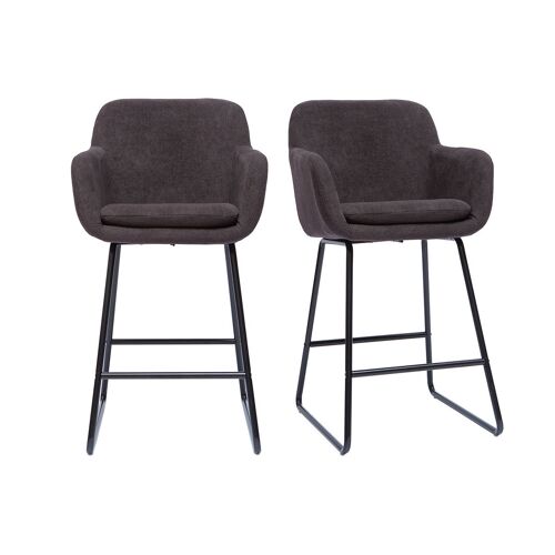 Tabourets de bar effet velours gris foncé H67 cm (lot de 2) AMIKA